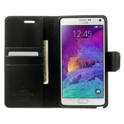Samsung Galaxy Note 4 (N910) Mercury Sonata atvērams melns ādas futrālis - maciņš / Vacins.lv