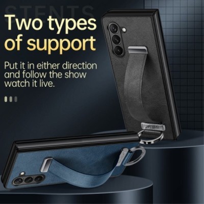 „Sulada“ Leather Kickstand Samsung Galaxy Fold6 5G (SM-F956B) черный кожаный чехол | Priedai.lt