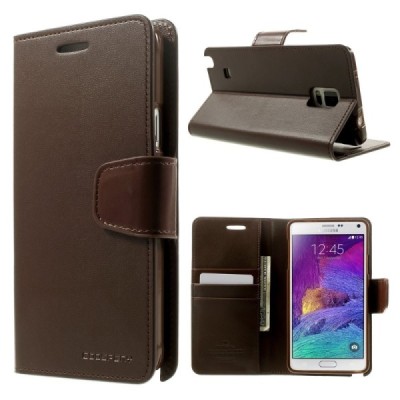 Mercury Sonata atverčiamas Samsung Galaxy Note 4 (N910) tamsiai rudas odinis dėklas - piniginė / Priedai.lt