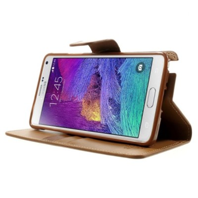 Samsung Galaxy Note 4 (N910) Mercury Sonata atvērams gaiši brūns ādas futrālis - maciņš / Vacins.lv