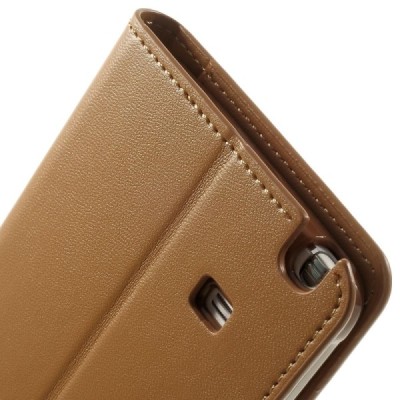 Samsung Galaxy Note 4 (N910) Mercury Sonata atvērams gaiši brūns ādas futrālis - maciņš / Vacins.lv