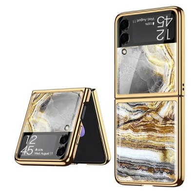 Samsung Galaxy Z Flip3 (F711) GKK Marble zelta plastika apvalks | vacins.lv
