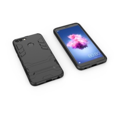 Huawei P smart 2018 (Enjoy 7S) „Kickstand“ pastiprinātas aizsardzības melns apvalks | Vacins.lv