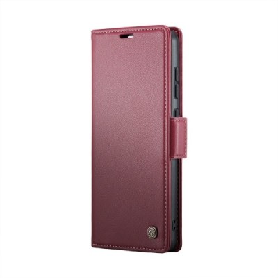 Xiaomi Poco X6 Pro 5G (Redmi K70E) CaseMe Leather solīds atvēramais ādas bordo maciņš - maks | Vacins.lv
