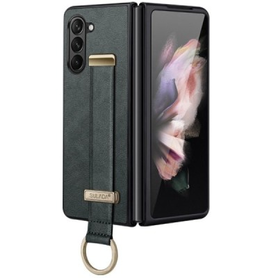 „Sulada“ Leather Kickstand Samsung Galaxy Fold6 5G (SM-F956B) зелёный кожаный чехол | Priedai.lt