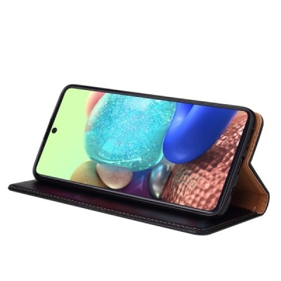 Samsung Galaxy A71 (5G) открываемый чёрный кожаный чехол - книжка | Vacins.lv