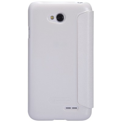 LG L70 D320 baltas odinis atverčiamas Nillkin Sparkle dėklas / Priedai.lt