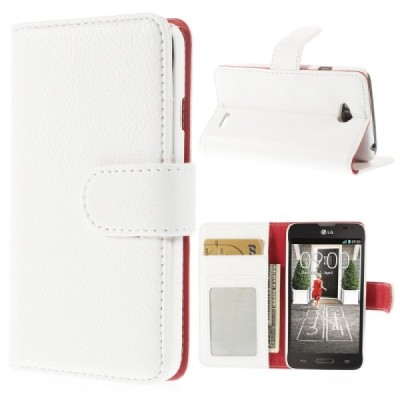 LG L70 D320 atvēramais sarkans ādas Litchi futrālis - maciņš / Vacins.lv