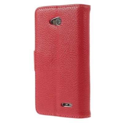 LG L70 D320 atvēramais sarkans ādas Litchi futrālis - maciņš / Vacins.lv