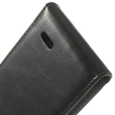 LG L70 (D320) klasisks ādas vertikāli atvēramais melns futrālis / Vacins.lv
