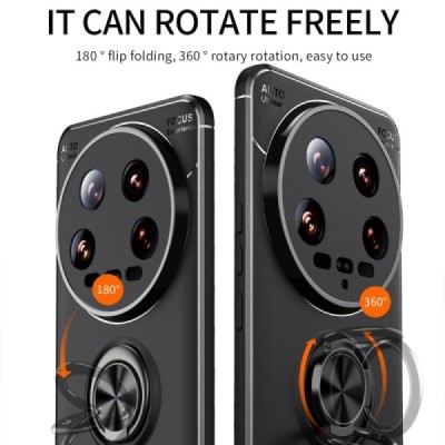 Xiaomi 14 Ultra "FOCUS" Kickstand (TPU) твердый силиконовый чехол - чёрный | Vacins.lv