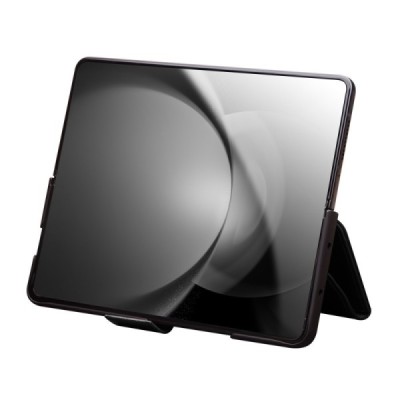 Samsung Galaxy Fold6 5G "QIALINO" открываемый чёрный кожаный чехол - книжка | Vacins.lv