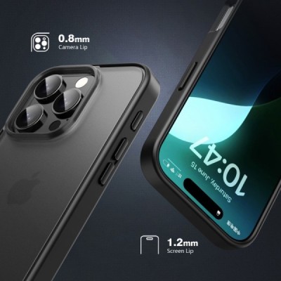 Apple iPhone 16 Pro Max "IPAKY" Matt dzidrs (caurspīdīgs) silikona apvalks (apmales baltā krāsā) | Vacins.lv