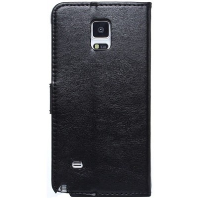 Samsung Galaxy Note 4 (N910) atverčiamas juodas odinis Litchi dėklas - piniginė / Priedai.lt