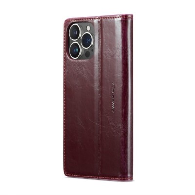 Apple iPhone 16 Pro CaseMe Leather открываемый, бордового цвета, кожаный чехол – книжка | Vacins.lv