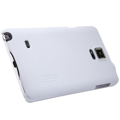 Nillkin Frosted Shield Samsung Galaxy Note 4 (N910) baltas plastikinis dėklas + apsauginė ekrano plėvelė / Priedai.lt