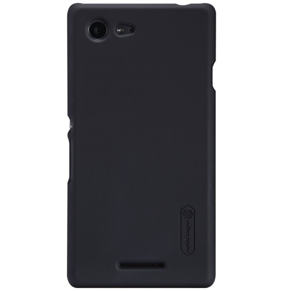 „Nillkin“ Frosted Shield dėklas - juodas + apsauginė ekrano plėvelė (Xperia E3)