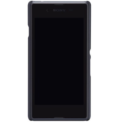 Nillkin Frosted Shield Sony Xperia E3 juodas plastikinis dėklas + apsauginė ekrano plėvelė / Priedai.lt