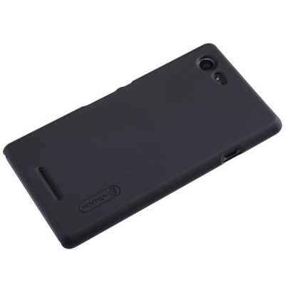 Nillkin Frosted Shield Sony Xperia E3 juodas plastikinis dėklas + apsauginė ekrano plėvelė / Priedai.lt