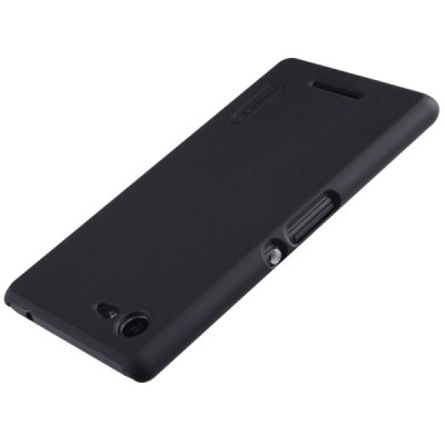 Nillkin Frosted Shield Sony Xperia E3 juodas plastikinis dėklas + apsauginė ekrano plėvelė / Priedai.lt