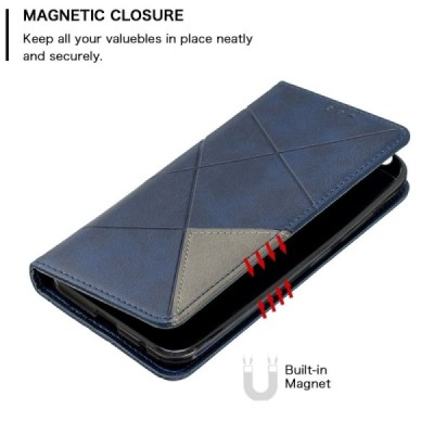 Nokia 2.2 Geometric солидная открываемый синий кожаный чехол - книжка | Vacins.lv