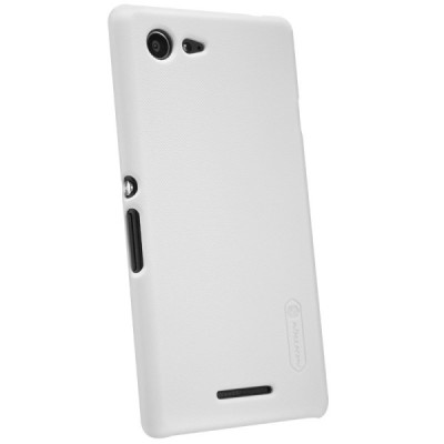Sony Xperia E3 Nillkin Frosted Shield balts plastmasas futrālis + ekrāna aizsargplēve / Vacins.lv