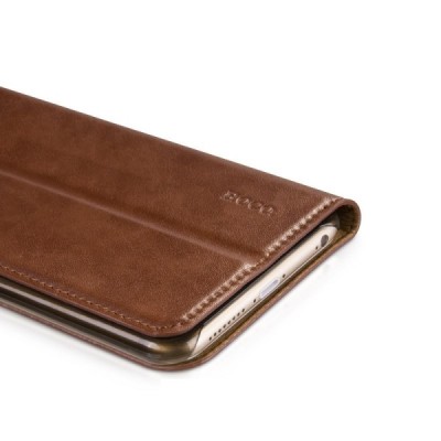 Prabangus „HOCO“ Luxury serijos odinis atverčiamas rudos Apple iPhone 6 Plus (6s Plus) dėklas / Priedai.lt