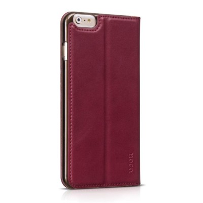 Prabangus „HOCO“ Luxury serijos odinis atverčiamas raudonas Apple iPhone 6 Plus (6s Plus) dėklas / Priedai.lt