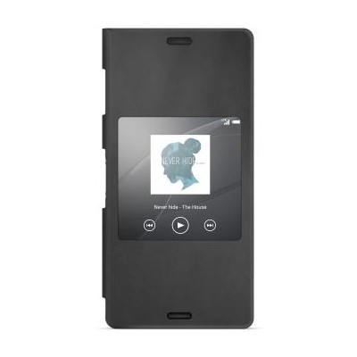 Oficiāls Sony Xperia Z3 Style Cover Window melns atvērams maciņš SCR24 / Vacins.lv