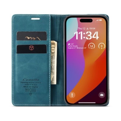 Google Pixel 9 Pro XL CaseMe Retro solīds atvēramais ādas zaļš maciņš - maks | Vacins.lv
