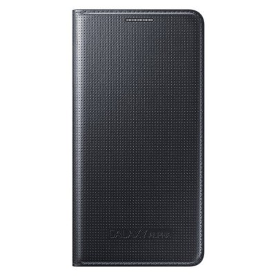 Samsung Galaxy Alpha G850 originalus Flip Cover atverčiamas juodas odinis dėklas / Priedai.lt