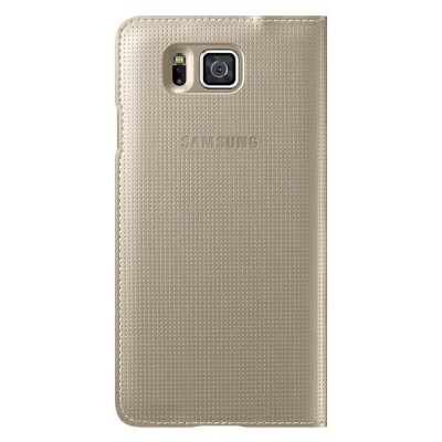 Samsung Galaxy Alpha G850 oficiāls Flip Cover atvērams zelta ādas futrālis / Vacins.lv