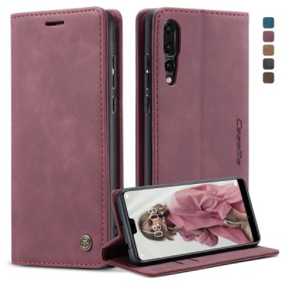 Huawei P20 Pro CaseMe Retro открываемый, бордовый, кожаный чехол – книжка | Vacins.lv