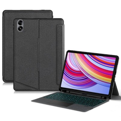 Xiaomi Redmi Pad Pro чехол-книжка из черной кожи с беспроводной клавиатурой Bluetooth | Vacins.lv