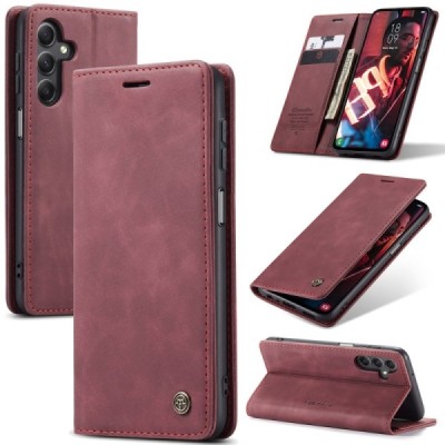 Samsung Galaxy A16 CaseMe Retro открываемый, бордовый, кожаный чехол – книжка | Vacins.lv