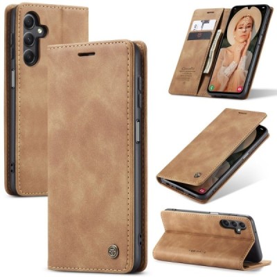 Samsung Galaxy A16 CaseMe Retro открываемый, светло-коричневый, кожаный чехол – книжка | Vacins.lv