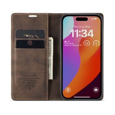 Samsung Galaxy A16 CaseMe Retro открываемый, коричневый, кожаный чехол – книжка | Vacins.lv
