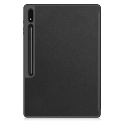 Samsung Galaxy Tab S10 Ultra, S9 Ultra, S8 Ultra чёрный кожаный чехол - книжка с местом для стилуса | Vacins.lv