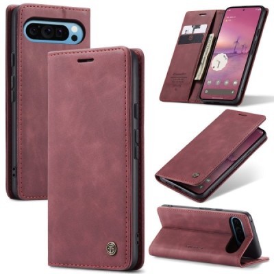 Google Pixel 9 Pro XL CaseMe Retro открываемый, бордовый, кожаный чехол – книжка | Vacins.lv