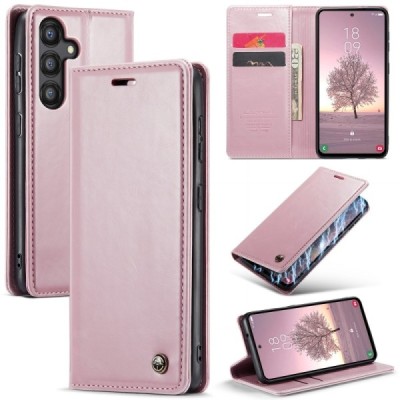 Samsung Galaxy A35 CaseMe Leather открываемый, розового цвета, кожаный чехол – книжка | Vacins.lv