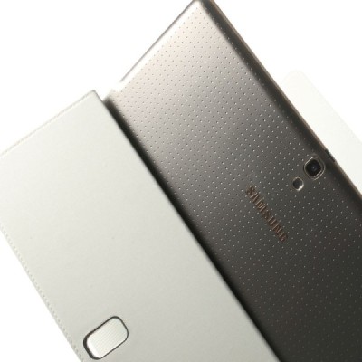 Samsung Galaxy Tab S 10.5 (T805, T800) atverčiamas baltas odinis dėklas / Priedai.lt