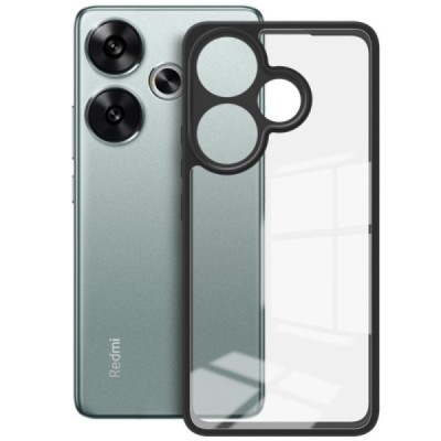 Poco F6 5G "Imak" твердый силиконовый (TPU) прозрачный (с черной рамкой) чехол | Vacins.lv