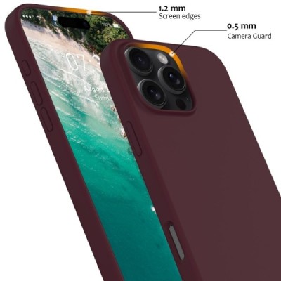Apple iPhone 16 Pro "Shell" MagSafe твердый силиконовый (TPU) бордовый чехол | Vacins.lv