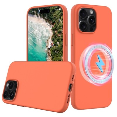 Apple iPhone 16 Pro "Shell" MagSafe cieta silikona (TPU) oranžs apvalks | vacins.lv