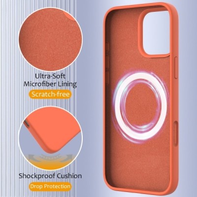 Apple iPhone 16 Pro "Shell" MagSafe cieta silikona (TPU) oranžs apvalks | vacins.lv