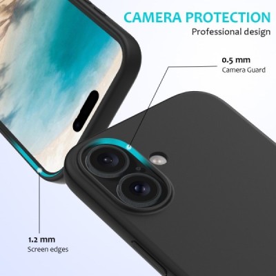 Apple iPhone 16 "Shell" твердый (TPU) силиконовый чехол - чёрный | Vacins.lv