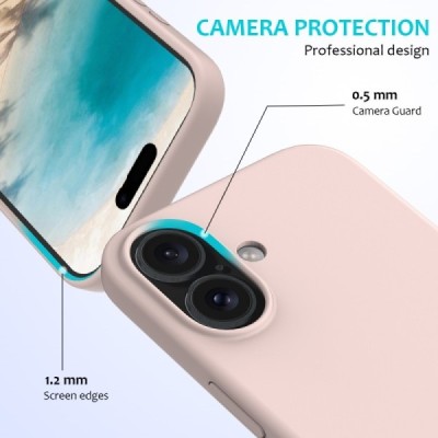 Apple iPhone 16 "Shell" cieta silikona (TPU) rozā apvalks | vacins.lv