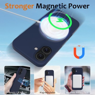 Apple iPhone 16 Plus "Shell" MagSafe твердый силиконовый (TPU) тёмно-синий чехол | Vacins.lv