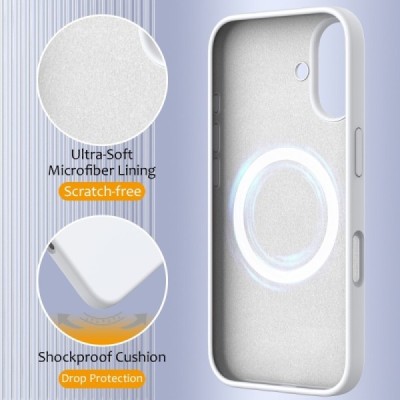 Apple iPhone 16 Plus "Shell" MagSafe твердый силиконовый (TPU) белое чехол | Vacins.lv