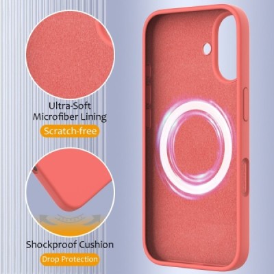 Apple iPhone 16 Plus "Shell" MagSafe cieta silikona (TPU) rozā apvalks | vacins.lv